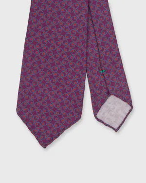 Silk Print Tie in Berry/Lilac/Coral Tab