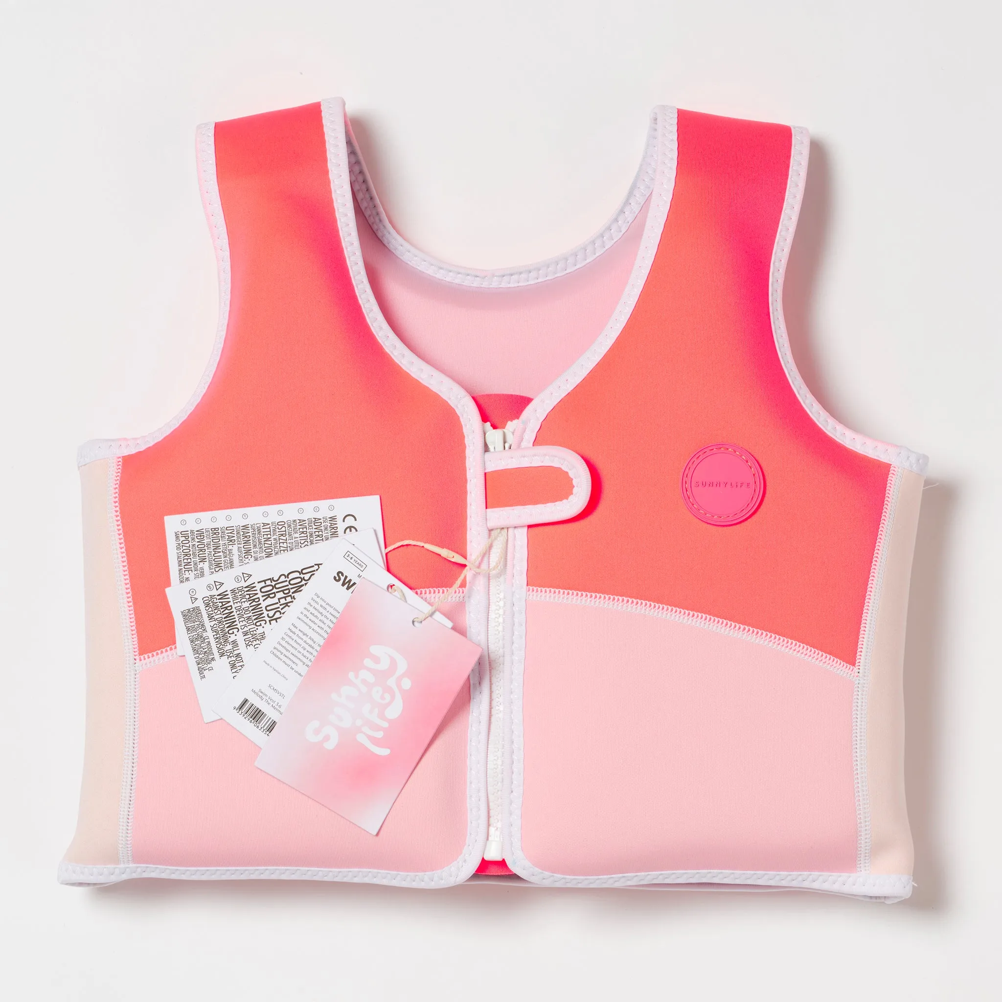 Swim Vest 3-6 | Melody the Mermaid Neon Strawberry