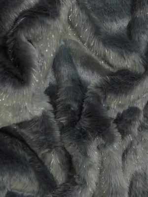 Tinsel Tip Short Shag Faux Fur / Charcoal Silver / Sold By The Yard / 15 Yard Bolt