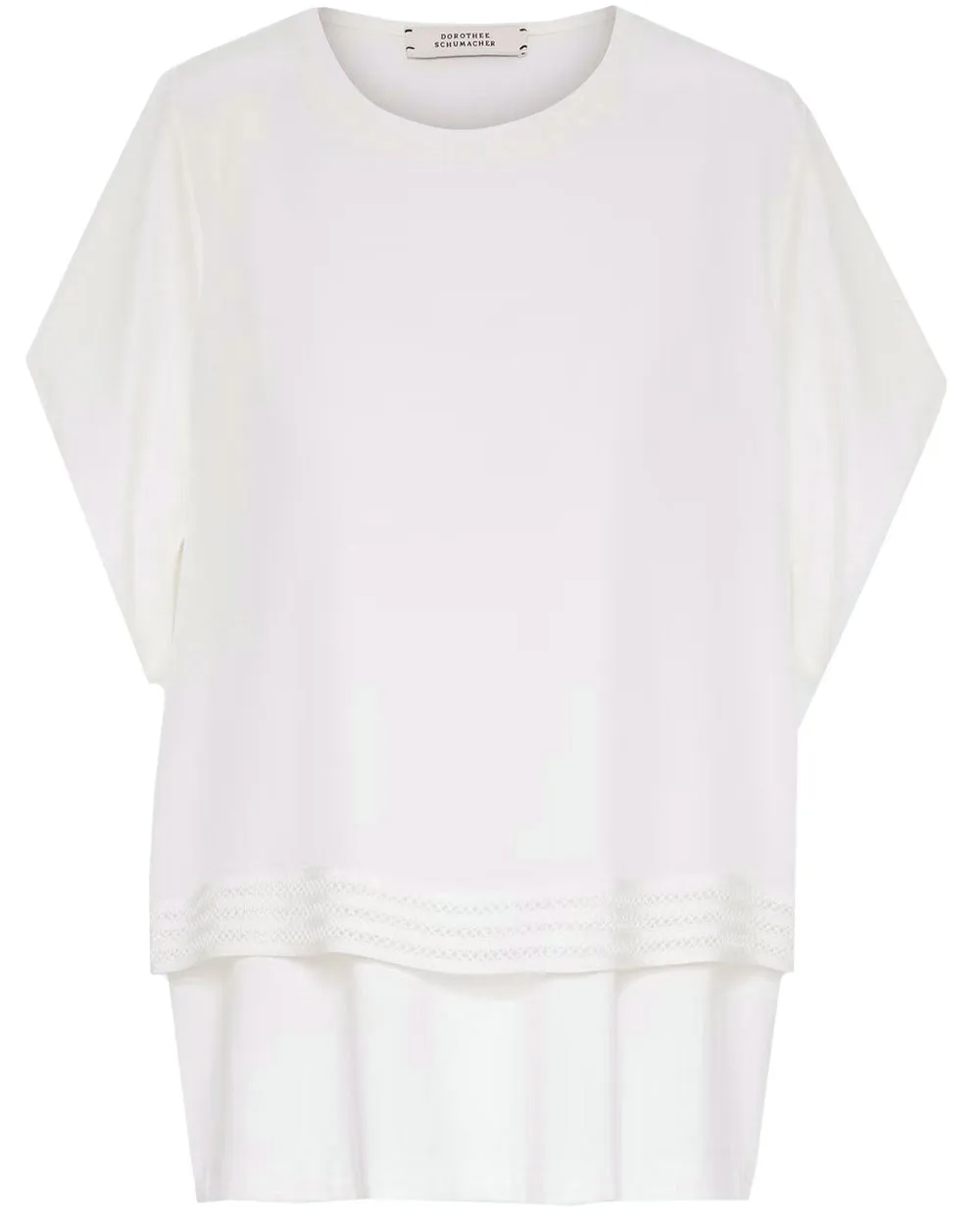 White Playful Volumes Round Neck Blouse