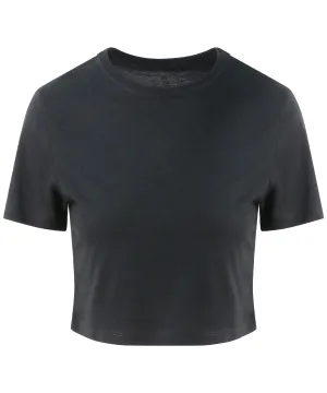 Womens triblend cropped T | Solid Black