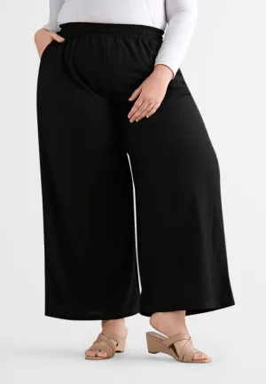 Wren Waffle Work Wide Legs Pants - Black